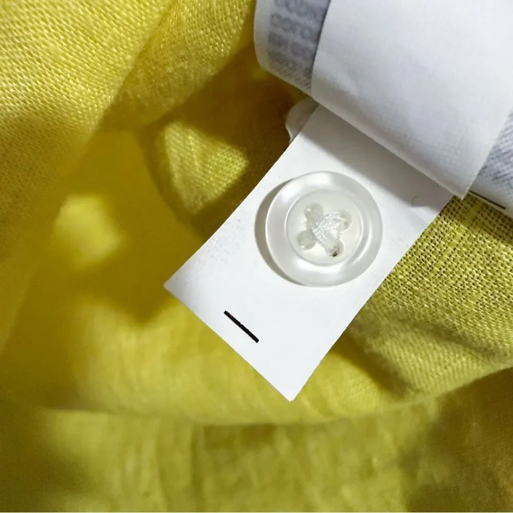 Gap 100% Linen Popover Pocket Shirt Size Medium Brilliant Yellow - Picture 8 of 8